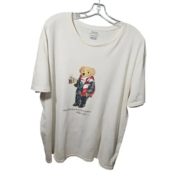 Polo Ralph Lauren Polo Bear Graphic T-Shirt XL White 100% Cotton Crewneck Casual - Picture 1 of 6